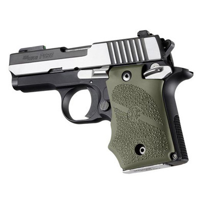 SIG SAUER P938 (Ambi-Safety) OverMolded Rubber Grip with Finger Grooves - OD Green Hogue 98081